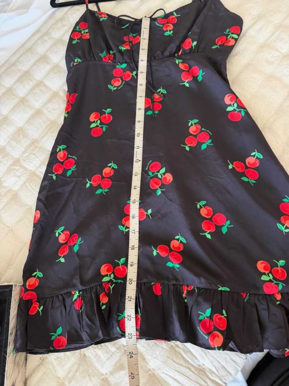 From Future | 100% Silk Cherry Print Mini Slip Dress - Picture 9 of 11